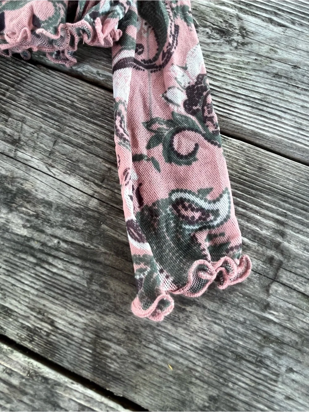 FREE PEOPLE floral Paisley Long Sleeve Top in Dusty Rose NWT XS, stretchy sheer